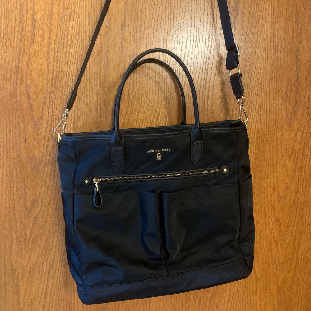 Michael Kors Black Nylon Tote with Gold Hardware